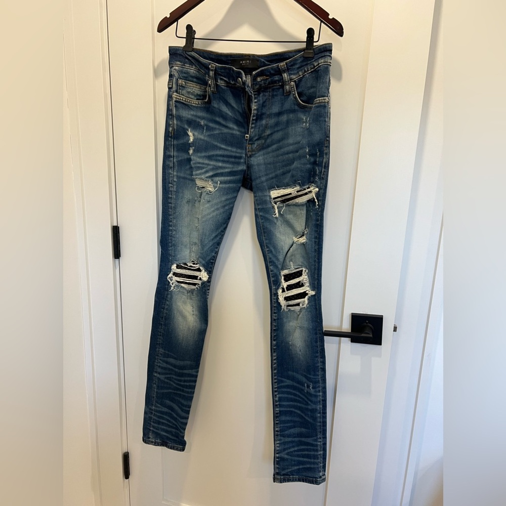 AMIRI Core distressed regular-fit stretch-denim jeans